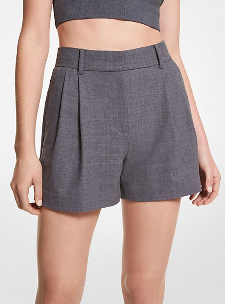Wool Flannel Blend Pleated Shorts