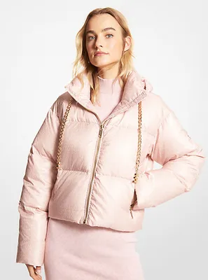 Cropped Logo Quilted Puffer Jacket