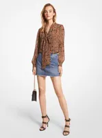 Paisley Georgette Tie-Neck Blouse