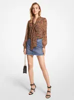 Paisley Georgette Tie-Neck Blouse