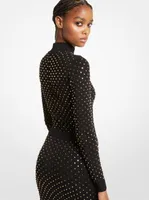 Astor Stud Stretch Viscose Mock Neck Top