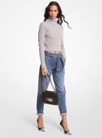 Stretch Wool Cropped Turtleneck Sweater