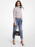 Stretch Wool Cropped Turtleneck Sweater