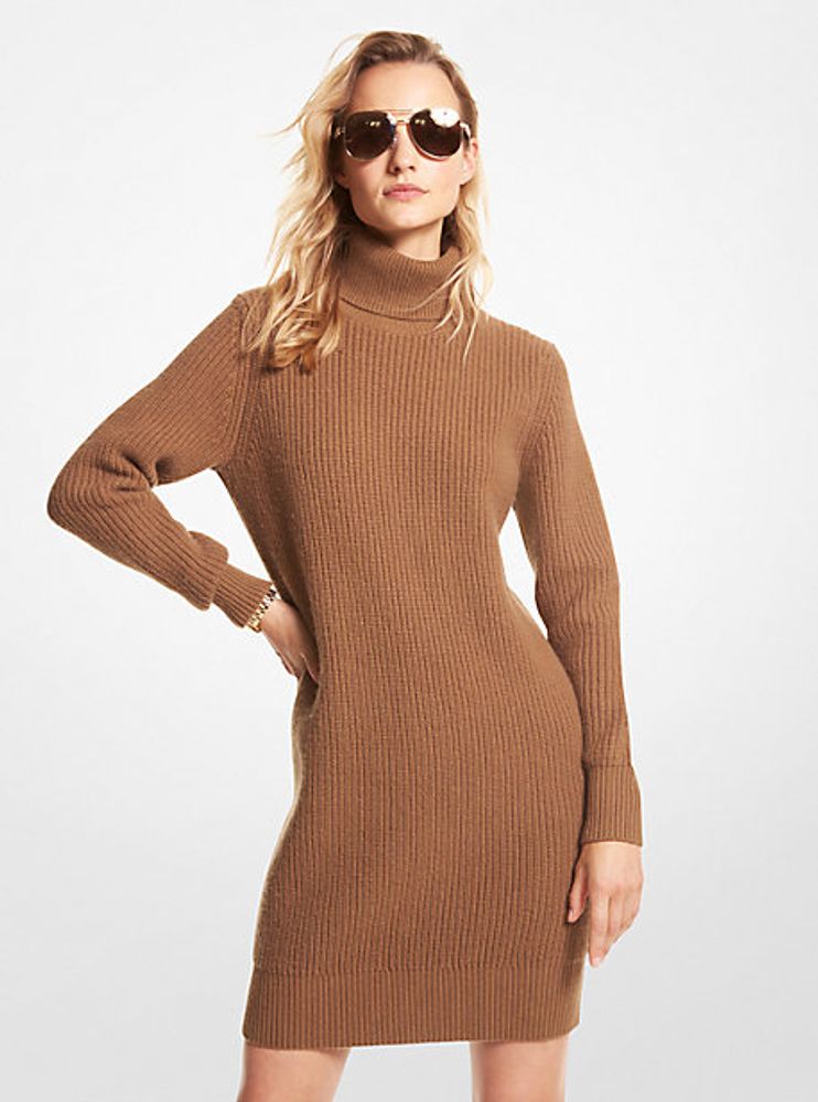 Michael Kors Ribbed Wool and Cashmere Blend Turtleneck Sweater Dress | Shop  Midtown