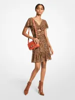 Mini-robe en crêpe georgette à motif cachemire et à découpe