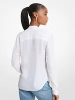 Blouse en mélange de viscose à col noué