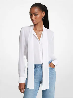 Blouse en mélange de viscose à col noué