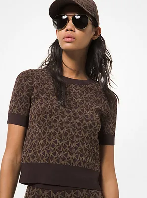 Chandail en jacquard à manches courtes et à logo