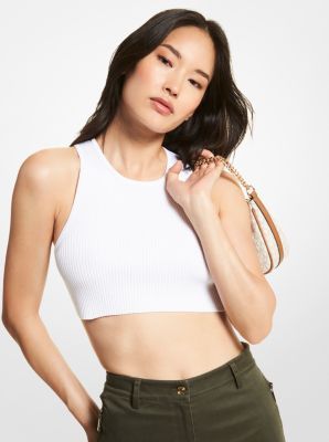 Michael Kors Ribbed Stretch Viscose Cropped Tank Top | Square One