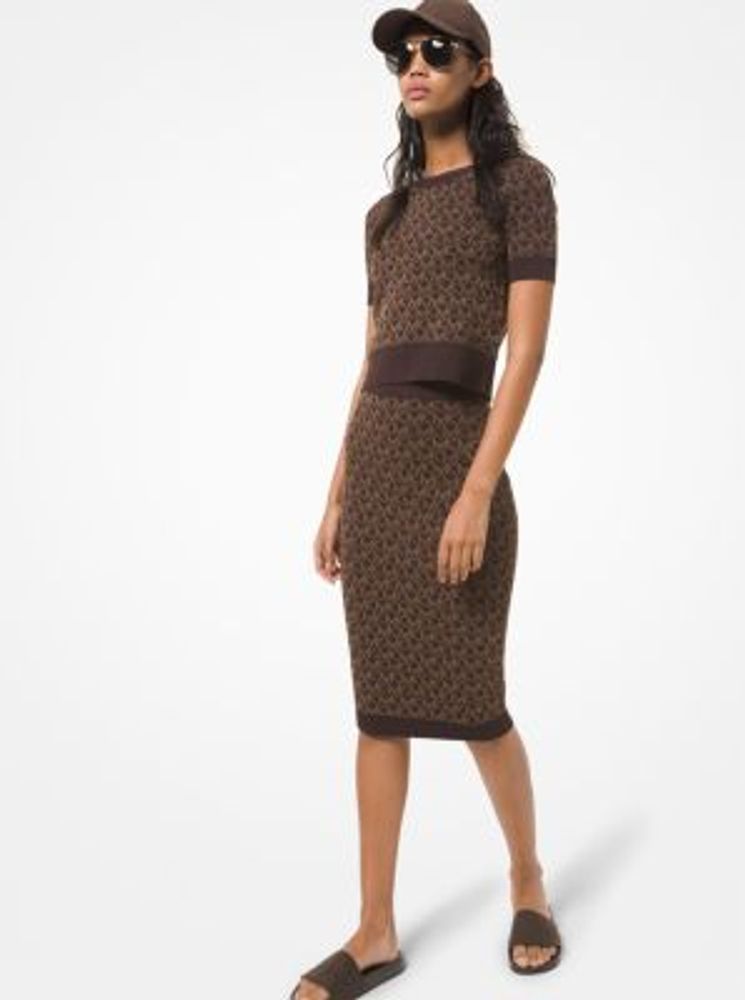 Logo Jacquard Pencil Skirt