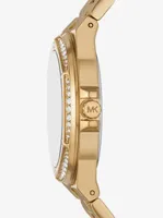 Lennox Pavé Logo Gold-Tone Watch and Bracelet Set