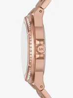 Lennox Pavé Logo Rose Gold-Tone Watch and Bracelet Set
