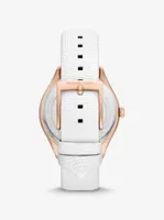 Harlowe Pavé Rose Gold-Tone and Lizard Embossed Leather Strap