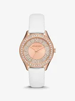 Harlowe Pavé Rose Gold-Tone and Lizard Embossed Leather Strap