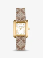 Mini Emery Gold-Tone and Empire Logo Jacquard Watch