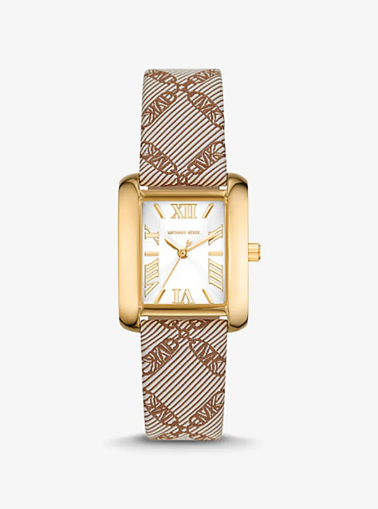 Mini Emery Gold-Tone and Empire Logo Jacquard Watch