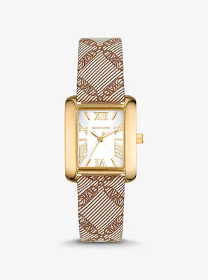 Montre Emery miniature dorée à bracelet en jacquard à logo empire