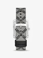 Mini Emery Silver-Tone and Empire Logo Jacquard Watch