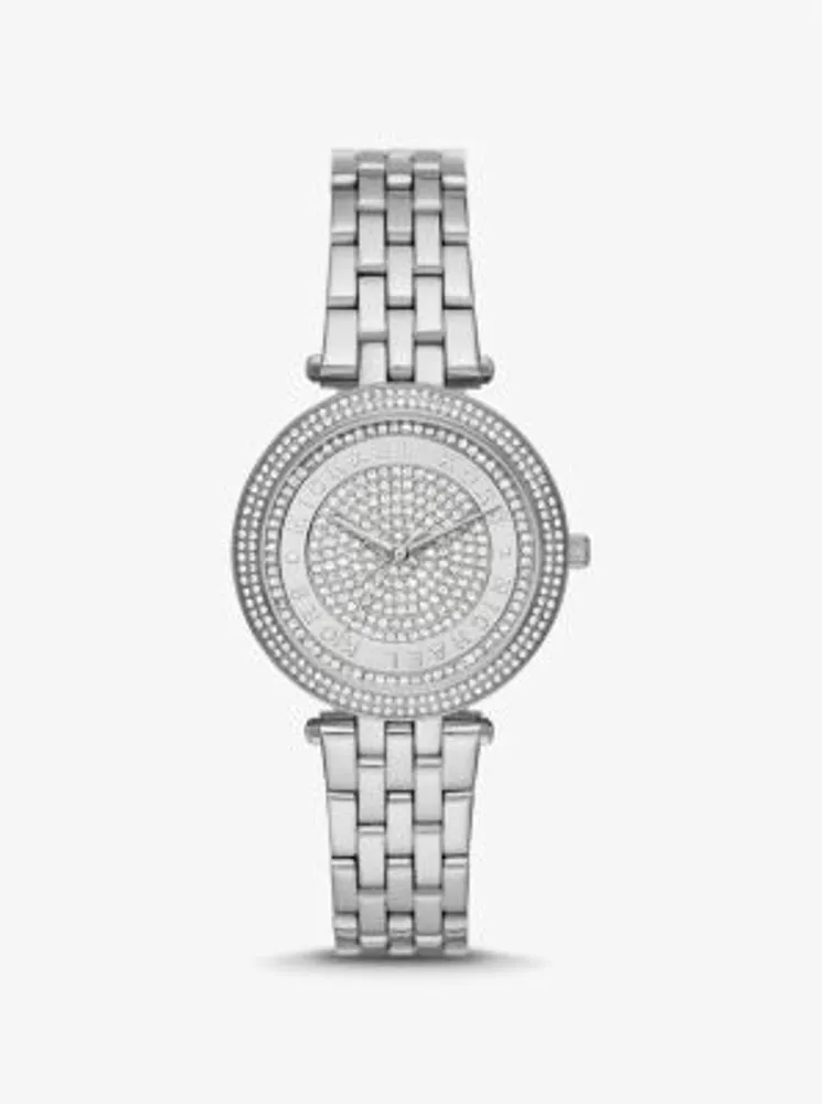 Michael Kors + Mini Darci Pavé Silver-Tone Watch | Galeries Capitale