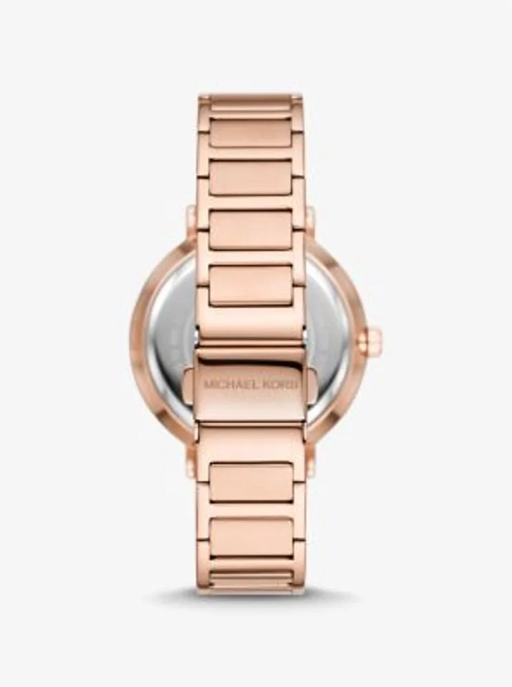 Addyson Rose Gold-Tone Stainless Logo Watch
