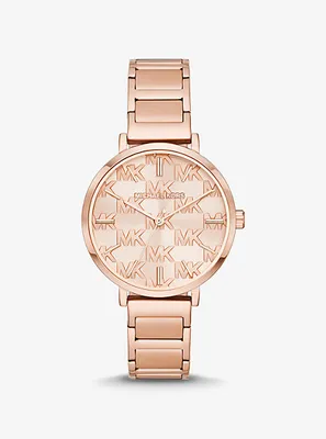 Addyson Rose Gold-Tone Stainless Logo Watch