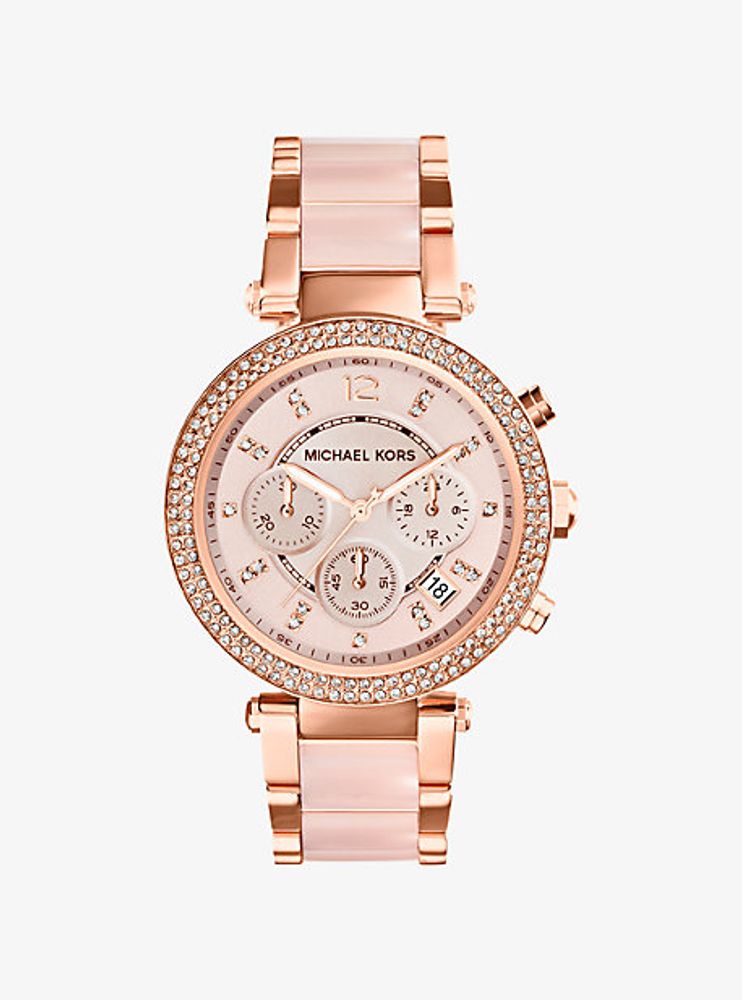 Michael Kors + Parker Rose Gold-Tone Blush Acetate Watch | Scarborough Town  Centre