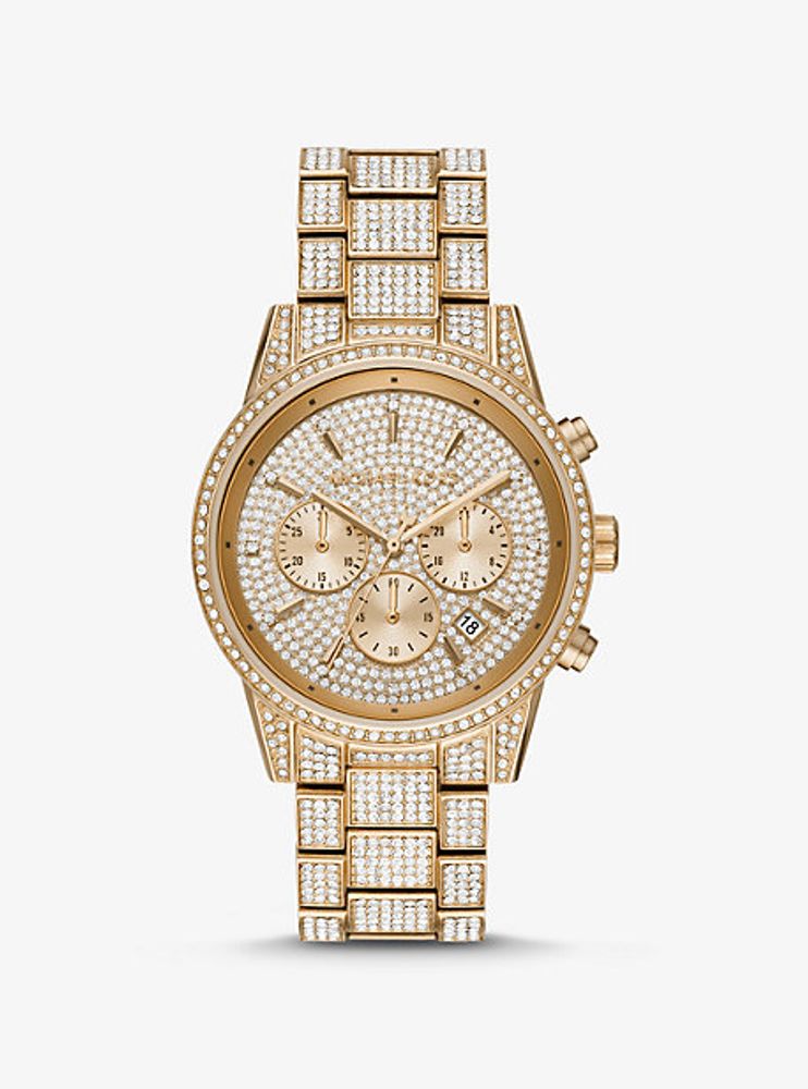 Ritz Pavé Gold-Tone Watch