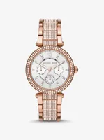 Montre Parker surdimensionnée de ton or rose à pavé