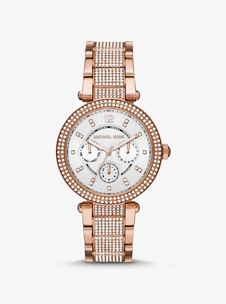 Montre Parker surdimensionnée de ton or rose à pavé