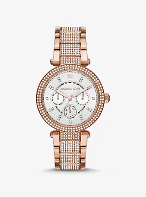 Montre Parker surdimensionnée de ton or rose à pavé