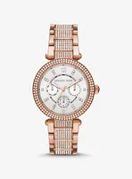 Montre Parker surdimensionnée de ton or rose à pavé