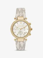 Montre Parker surdimensionnée dorée à logo et à pavé