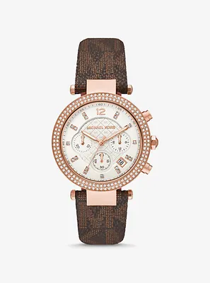 Oversized Parker Pavé Rose Gold-Tone and Logo Watch