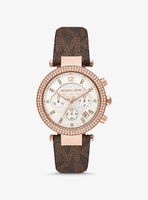 Oversized Parker Pavé Rose Gold-Tone and Logo Watch