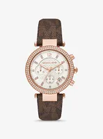 Montre Parker surdimensionnée de ton or rose à pavé et à logo