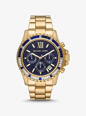 Montre Everest surdimensionnée dorée à pavé