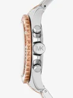 Montre Everest surdimensionnée à deux tons et à pavé