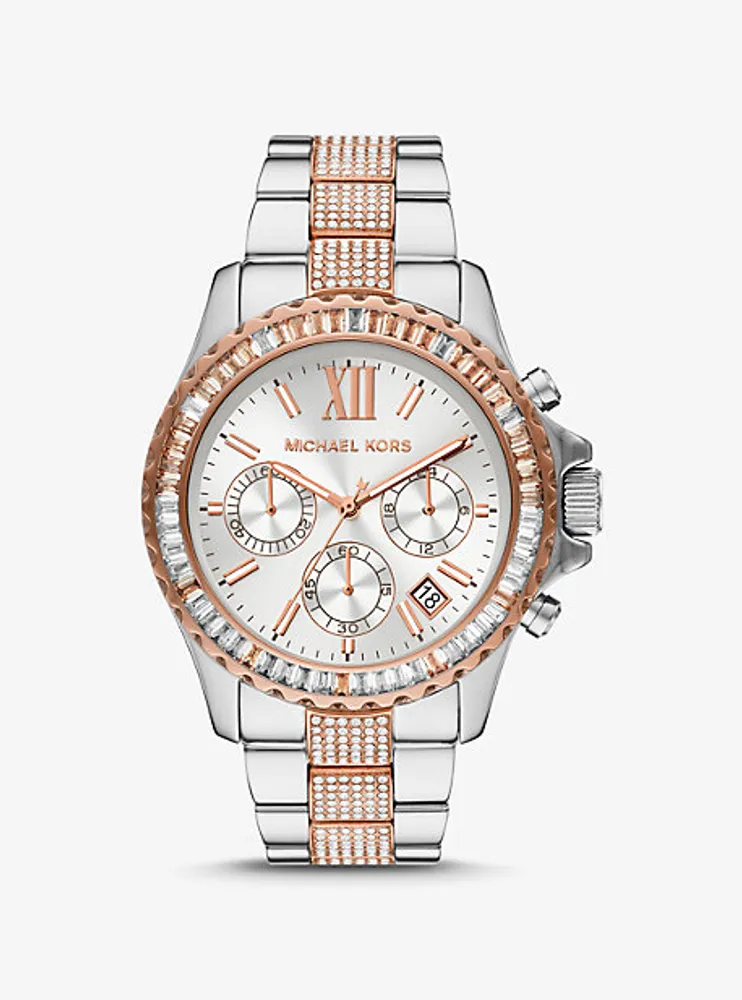 Montre Everest surdimensionnée à deux tons et à pavé