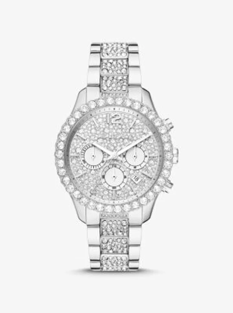 Oversized Layton Pavé Silver-Tone Watch