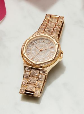 Michael Kors Oversized Lennox Pavé Gold-Tone Watch | Square One