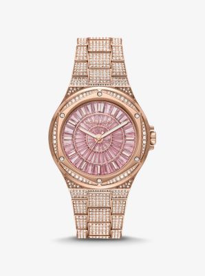 Michael Kors Oversized Lennox Pavé Rose Gold-Tone Watch | Square One