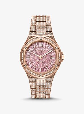 Oversized Lennox Pavé Rose Gold-Tone Watch