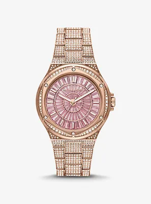 Montre Lennox surdimensionnée de ton or rose à pavé