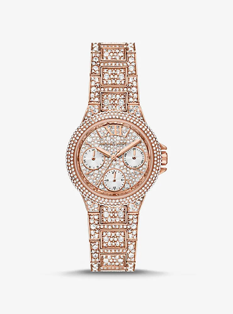 Montre Camille miniature de ton or rose à pavé