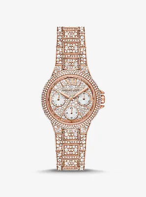 Montre Camille miniature de ton or rose à pavé