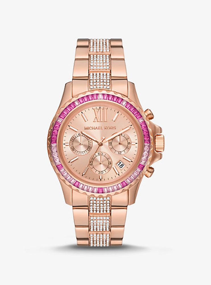 Michael Kors + Oversized Everest Pavé Rose Gold-Tone Watch | Galeries  Capitale