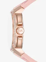 Oversized Sydney Pavé Rose Gold-Tone and Logo Watch