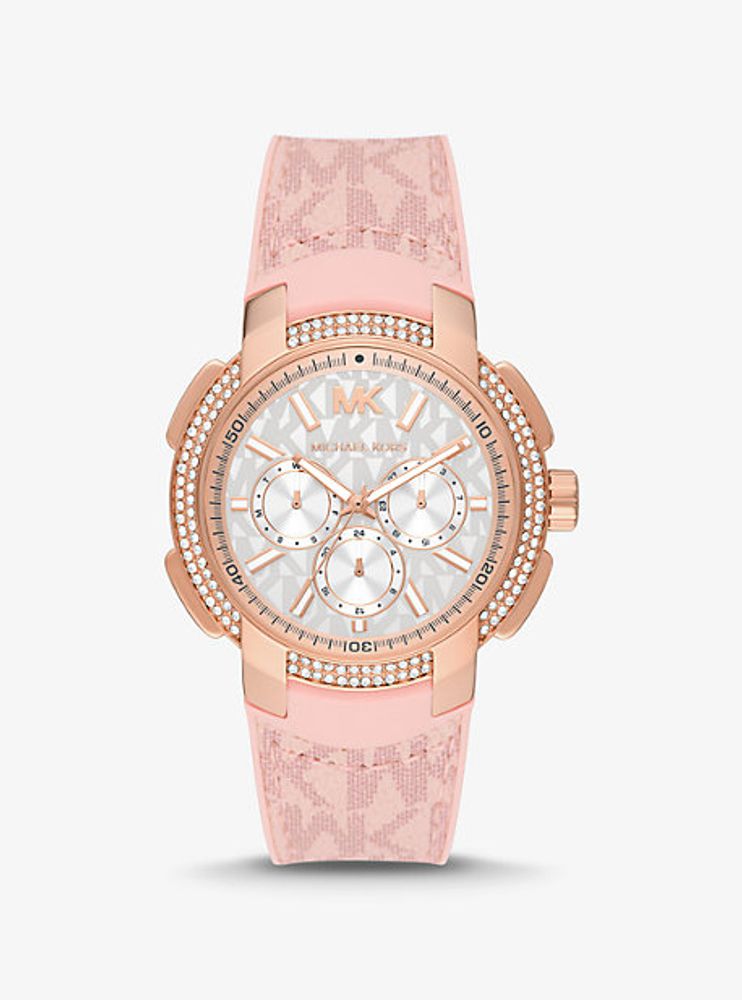 Michael Kors + Oversized Sydney Pavé Rose Gold-Tone and Logo Watch |  Galeries Capitale