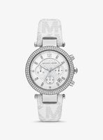 Oversized Parker Pavé Silver-Tone and Logo Watch