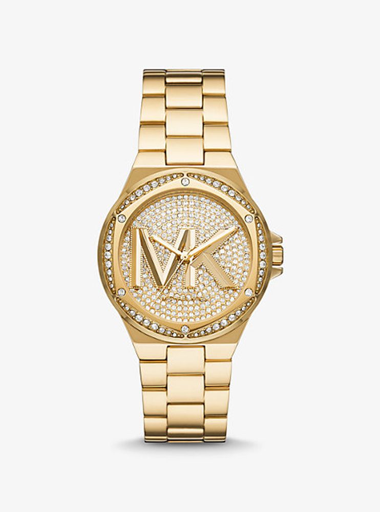 Lennox Pavé Logo Gold-Tone Logo Watch